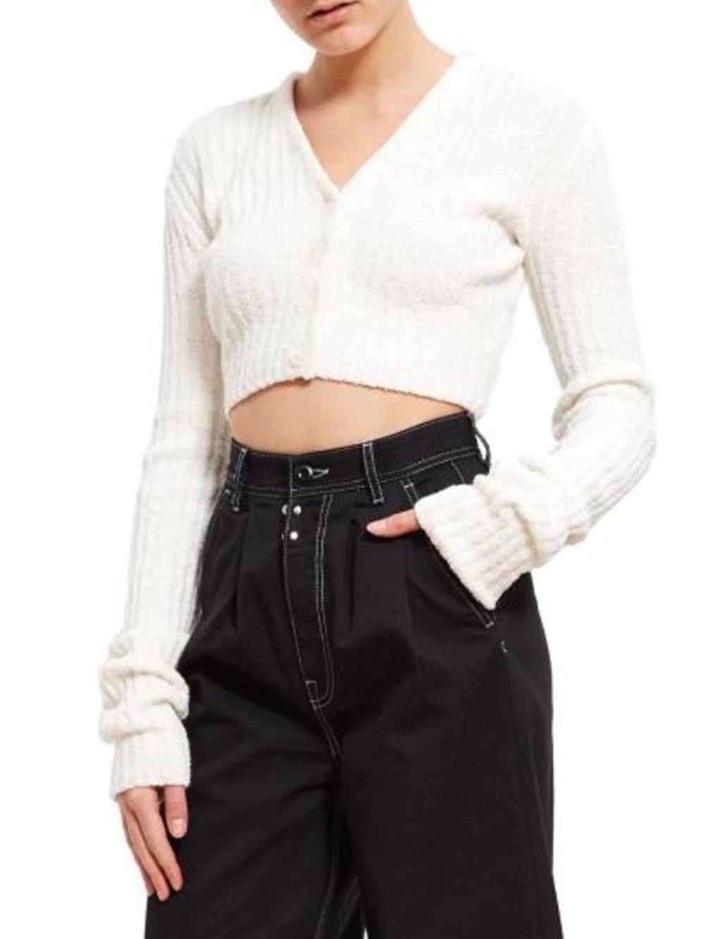 Opening ceremony crop cardigan in cream Small